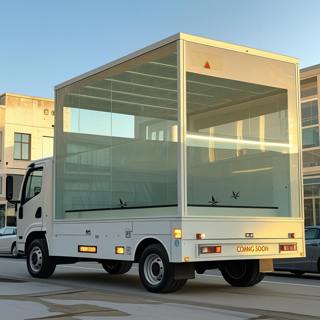 Showcase Trucks moving in the busy street of dubai