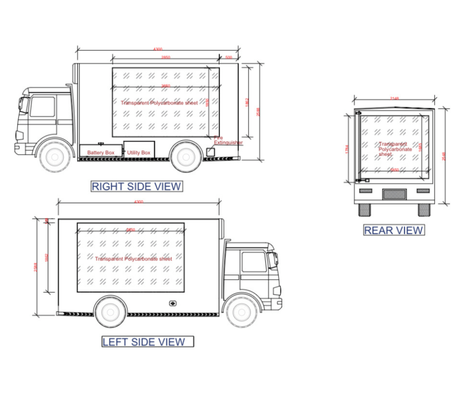 Image of the mobile billboard truck measurements