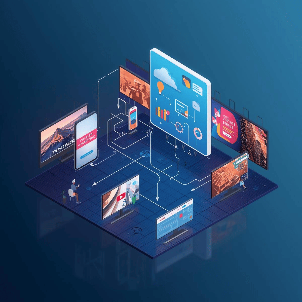 Image explaining omnichannel marketing connecting offline and online